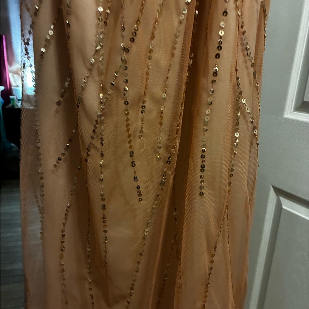 Adrianna Papell Rose Gold Beaded Dress